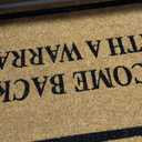 BIRDROCK HOME Come Back with a Warrant Coir Doormat | 18 x 30 Inch | Standard Welcome Mat with Black Border and Natural Fade | Vinyl Backed | Outdoor