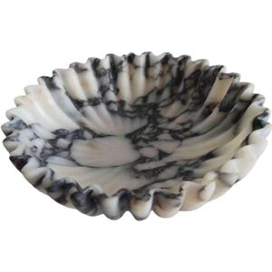 10-inch Decorative Bowl - Handmade Natural Marble, Scalloped & Ruffled Edge, Fruit Bowl, Key Holder, Centerpiece Bowl for Kitchen Counter, Entryway, Dining Table (Calacatta Viola Violet)