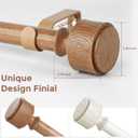 Wood Curtain Rods for Windows 30 to 56 Inch, Adjustable Decorative 1'' Heavy Duty Metal Curtain Rod with Modern Faux Wood Grain Finials, Rustic Farmhouse Bedroom Boho Drapery Pole