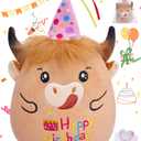 Highland Cow Birthday Stuffed Animal - 15 Inch Cow Plush Gifts for Kids Girl Sister Daughter Birthday Doll Toys Decorations