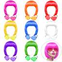 KUUQA 16 Pieces Party Wigs and Sunglass Set, Neon Short Bob Wig Sunglass Pack Costume Colorful Cosplay Wig Daily Party Hairpieces for Bachelorette Neon Party Favors, Halloween and Decorations