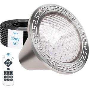 120V 10 Inch Pool Light for Inground Pools, IP68 Waterproof Pool LED Lights with Remote Control, 50ft Cord - Direct Replacement for Pentair Amerlite & Hayward AstroLite, Fit for 10" Large Wet Niches