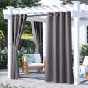 NICETOWN 2 Panels Blackout Grey Outdoor Curtains for Patio Waterproof 72 inch Length, Rustproof Grommet Indoor Outdoor Thermal Insulated Vertical Drapes for Porch/Cabana, W52 x L72