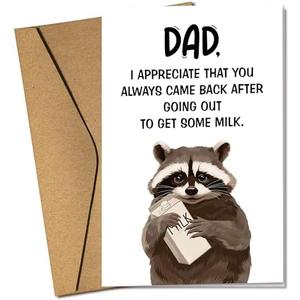 Pawzity Funny Fathers Day Card - Happy Fathers Day Cards for Dad from Daughter, Son, Kids - Funny Cards for Dad, Daddy - Single 5.3''x 8'' Folded Cute Greeting Card with Envelope Pack 10