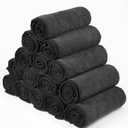 Shimeyao 48 Pack Bleach Proof Towels 16x 26inch Microfiber Absorbent Hair Towels Bulk Bleach Salon Hand Drying Cloth for Gym Bath Spa Shaving Shampoo Home(Black)