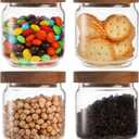 Bekith 4 Pack 15 FL OZ (450ml) Glass Food Storage Jar with Acacia Lids, Airtight Sealed Clear Glass Canisters, Kitchen Food Storage Container for Serving Tea, Coffee Beans, Nuts, Spice, Sugar