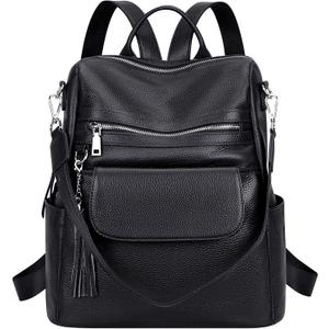 ALTOSY Genuine Leather Backpack Purse for Women Large Convertible Shoulder bag Ladies Crossdody Bag with Tassel