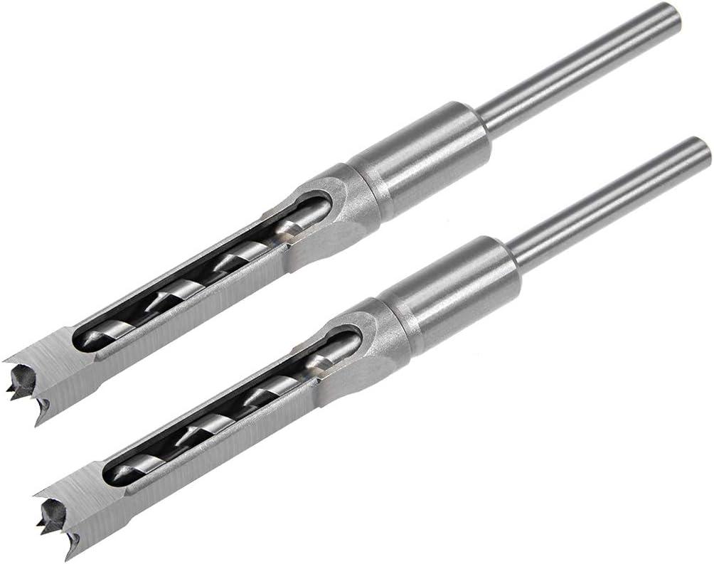 uxcell Square Hole Drill Bit, 1/2" High-Carbon Steel Hollow Chisel Mortise Power Tool for Woodworking 2 Pcs