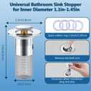 Sink Drain Strainer, 4 Pcs Pop Up Sink Stopper Bathroom with Removable Hair Catcher Basket, Kitchen Bathroom Drain Stopper Filter, Drain Hair Catcher for 1.1"-1.45" Basin Drain Holes