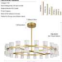 31.5 Inch Gold Wagon Wheel Chandelier, Modern Farmhouse Chandelier with K9 Crystal Chandelier Shade, for Dining Room Light Fixture, Kitchen Island, Entryway, Foyer
