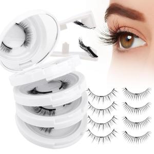 Magnetic Eyelashes with Applicator Natural Look: 4 Pairs, No Glue and Liner Needed, Wendy Lashes, CX0220, 079+B01