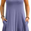 AUSELILY Women's Summer Dress Sleeveless Floral Mini Dresses with Pockets Bohemian Dress 2025 New (X-Large, 01-purple Gray)