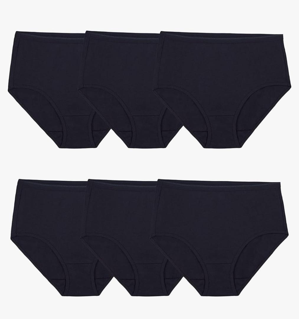 Fruit of the Loom womens Black Cotton Brief, 6 Pack, Size 6