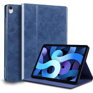 for Ipad Case Air 7th/6th Gen 11-inch M2/M3 2025/2024 and Ipad Air 5th/4th Gen 10.9-inch 2022/2020 Genuine Leather Cover Protective Shell,Auto Wake/Sleep.Dark Blue