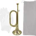 Gold Plated Brass Trumpet Bugle Horn with Bag & Gloves for Military Orchestra and Festival Performances