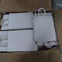 Joybe 300 Pack 5.95x3.25x8 Inch Small White Paper Bags with Handles Bulk, Kraft Paper Gift Bags for Birthday Party Favors Grocery Retail Shopping Business Goody Merchandise Craft Blank Sacks (300pcs)