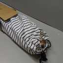 AMMSUN 7ft Patio Umbrella with Fringe Outdoor Tassel Umbrella UPF50+ Premium Steel Pole and Ribs Push Button Tilt, Navy Blue Stripes