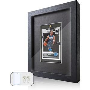 Sports Card Display Frame with Tempered Glass, Wall Mount or Tabletop Trading Card Display Case, Baseball Card Display Box, Frame for Basketball Football Hockey Cards (6''x 8'', Black, 1 Card)