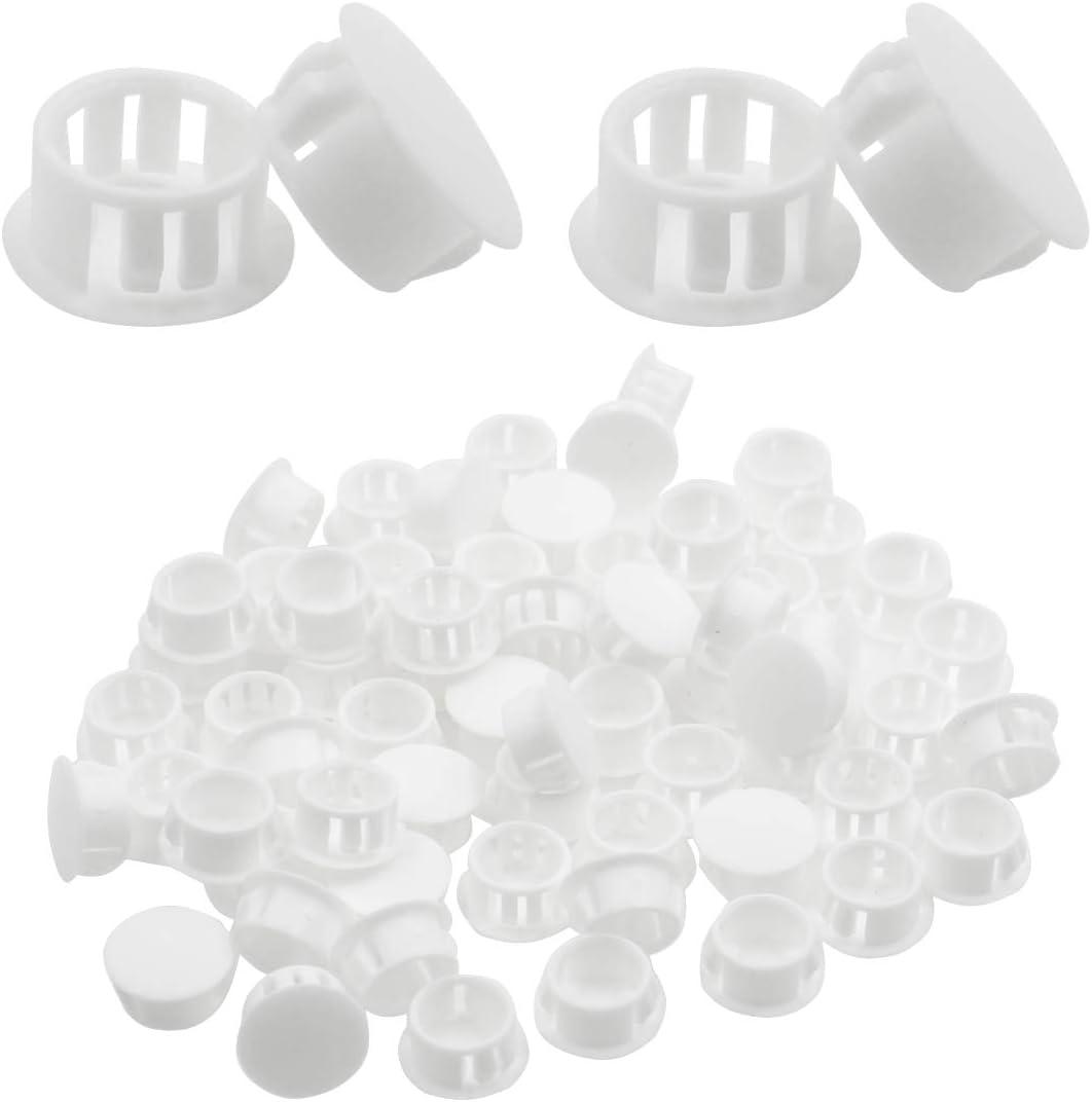 60 Pcs 16mm (5/8") Plastic Hole Plugs, White Flush Type Tubing End Caps Snap in Locking Plastic Insert Plugs for Furniture Fencing Pipe