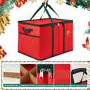 Christmas Ornament Storage Box, Xmas Decoration Organizer with 8 Tray, Christmas Storage Container with Dividers, Ornament organizer with Strong Handles for Holiday Decorations (Red)