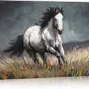 DRLWGTY Dynamic Horse Canvas Wall Art,Galloping Horses with Hand-Painted Detail Highlights Modern Painting for Living Room,Ready to Hang, 24*36 in
