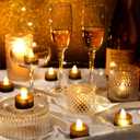 Rossesay 24 Pcs Flameless LED Tea Lights Gold Black Glitter Flickering Fake LED Candles Tealights Battery Operated Romantic Anniversary Decorations Winter Decor for Valentines Wedding Christmas Party