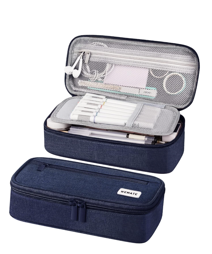 WEMATE Pencil Case, Large Storage Organizer for Stationery, Back - to - School Essential, Teacher Must - have, Big Pencil Pouch, Marker Case School Supplies for College & High School