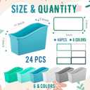 Geetery 24 Pcs Book Bin for Classroom with Labels Stackable Plastic Organizing Bins 11.5 x 5.4 x 7.5 in Book Holders Storage Bins Box Baskets for Classroom Library Home (Morandi Color)