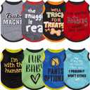 Saintrygo 8 Pieces Dog Shirts Pet Printed Clothes with Funny Letters Summer Pet T Shirts Cool Puppy Breathable Dog Outfit Soft Sweatshirt Cats(Classic Pattern,Small)