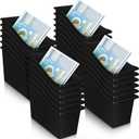 Fuutreo 12 Pieces Book Bins for Classroom Plastic Binder Holder Magazine Stuff Folder File Organizer Box for Home Office School Supplies(24 pcs,Black)