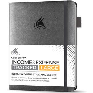 Clever Fox Income & Expense Tracker Large – Accounting & Bookkeeping Ledger Book for Small Business – 2-Year Record Notebook, A4 (Silver Black)