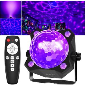 2 in 1 Glow Party Black Light Disco Ball Light with Sound Activated Strobe Dj Party Lights Black Lights, for Halloween Christmas Birthday Decor Classroom Room Family Party Decor (Medium)