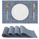 Leetaltree Deep Navy Woven Placemats Set of 4 - Heat Resistant Non-Slip Place mats for Dining Table, Washable Durable PVC Vinyl Woven Table Mats(Deep Navy, 4)