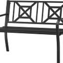 On Shine Patio Garden Bench,Outdoor Park Bench with Powder Coated Steel Frame, Elegant Loveseat with Square Pattern Backrest & Ergonomic Armrest for Outdoor Garden, Backyard, Lawn, Porch, 50.78 inches x 20.47 inches x 32.28 inches