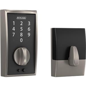 Schlage BE375 CEN 619 Touch Century Deadbolt, Electronic Keyless Entry Lock, Satin Nickel