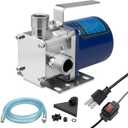 500GPH Water Transfer Pump, 115V 1/8HP Electric Utility Pump with On/Off Switch and 1 * 6.6ft Suction Hose Kit for Rain Barrels, Ponding Drainage, Pools, Aquariums