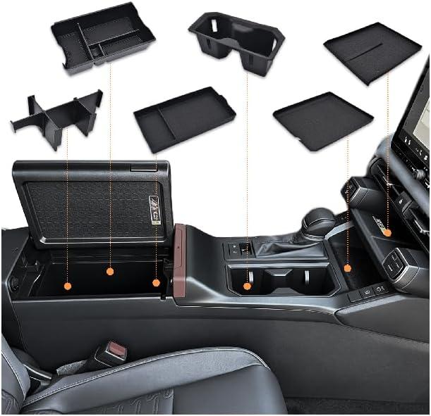 GZSH 6PCS for Toyota RAV4 2026 Accessories (LE/SE/XLE/Woodland/XSE) 3 PCS Center Console Organizer Sets Wireless Charging Mat Front Center Console Mat and Cup Holder Insert for Toyota RAV4 2026+
