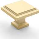 Asidrama 10 Pack Brushed Gold Kitchen Cabinet Knobs Square Drawer Cabinet Hardware Zinc Knobs for Dresser Drawers (Single Hole Knob)