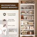 TVU 6-Tier Wooden Bookshelf, 76 Inch Tall Bookshelf with Storage, Floor Standing Modern Style Display Bookcase for Living Room, Office, Study Room, Entryway, White