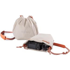 PGYTECH OneGo Drawstring Small Camera Bag, Soft Cute Camera Pouch Handbag compatible with Mirrorless Cameras/Nikon/Canon/Sony/Fuji Camera Case (Ivory)