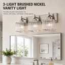 3-Light Crystal Bathroom Vanity Light Over Mirror, Nickel Modern Wall Light Fixture for Bathroom, Living Room, Bedroom, Hallway