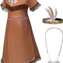 Native American Costume Girls Dress Indigenous American Indians Kids Cosplay 3-12 Years