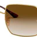 Ray-Ban Womens Rb1971 Square Square Sunglasses (Gold/Clear Gradient Brown)