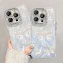 2 x for iPhone 16 Pro Max Butterfly Design Case, Cute Bling Shiny Glitter Camera Shockproof Protective Phone Cases Cover for Women Girls (Blue)