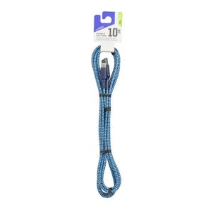 CellCandy USB-C/USB-A Extended Length Braided Charge & Sync Cable, Blue 10Ft