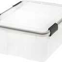 IRIS USA 32 Quart WEATHERPRO Plastic Storage Box with Durable Lid and Seal and Secure Latching Buckles, Clear with Black Buckles, 3 Pack