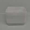 Sandmovie Plastic Woven Storage Basket Tray with Handles, White, 18Packs (12.99" x 9.84" x 2.76")