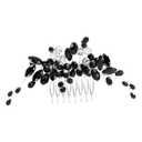 Bridal Hair Accessories Wedding Hair Pieces for Brides Rhinestone Hair Comb with Flexible Prongs, Bride Hair Clip Secure Grip for Fine Hair, Wedding Hair Accessories for Women Prom Party (Black)