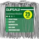 OUPSAUI 10 Inch Galvanized Landscape Staples Stakes, 12/25/50/100/200pcs Garden Metal Stakes for Weed Barrier Fabric, Fence Stakes, Tent Stakes, Christmas Decorations (25pcs)