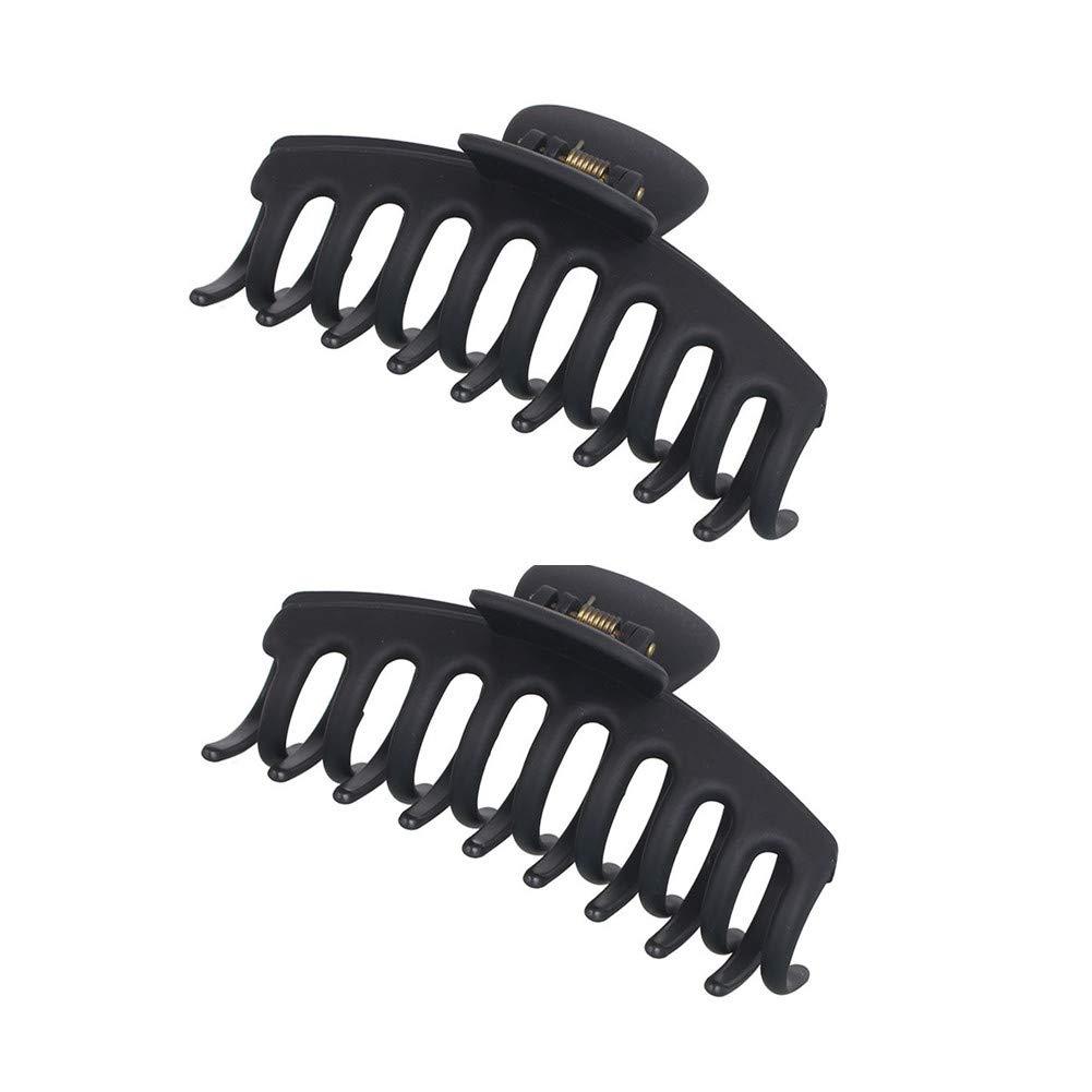 2 Pack Big Hair Claw Clips Nonslip Large Claw Clip for Women and Girls Hair, Strong Hold Grips Hair Accessories 4 Inch (Black)